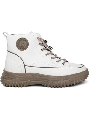 Guja 25K310-13 Kadın Hakiki Deri Lastik Bağ Fermuarlı Kısa Spor Bot