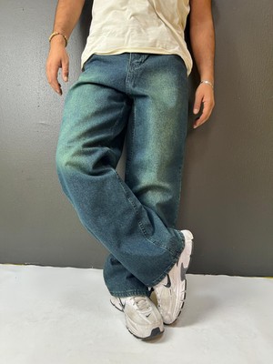 St.poll Eskitme Yıkama Unisex Baggy Jeans Pantolon