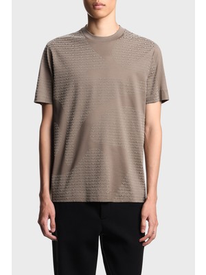 Emporio Armani Pamuklu Regular Fit Bisiklet Yaka Tamamı Logolu T Shirt Erkek T Shirt EM002957 AF10017 F6130
