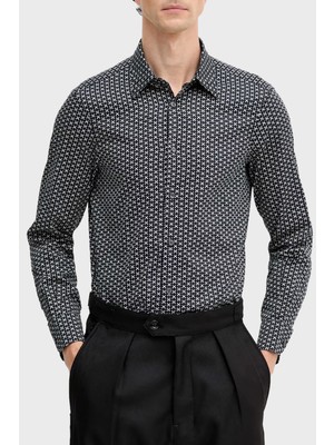 Emporio Armani Streç Pamuklu Regular Fit Klasik Yaka Desenli Gömlek Erkek Gömlek EM001537 AF14130 FB323