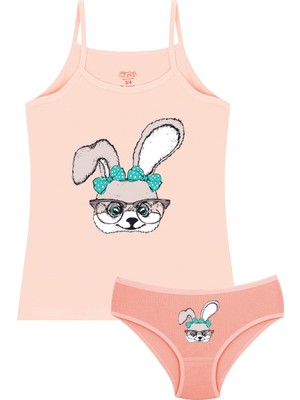 Öts Kız Çocuk Atlet Külot Likralı Somon Köpek (%96 Pamuk - %4 Elastan)