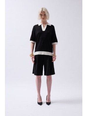 V Yaka Dokulu T-Shirt