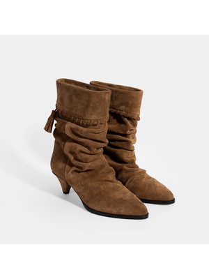 Kadın Taba Püskül Detaylı Süet Topuklu Bot