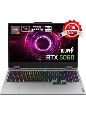 Lenovo LOQ 15AHP10 AMD Ryzen 7 250 16GB DDR5 1TB SSD RTX 5060 8GB 100W 15.6 inç Full HD 144Hz IPS FreeDos Gaming Laptop (83JG008UTR)