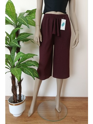 Vip Bera Tekstil Kadın Bordo Bermuda Alt Rahat Tasarım ve Nefes Alabilir Kumaş ile Günlük Kullanım İçin