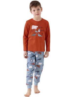 Rolypoly Erkek Çocuk Kahverengi Pijama Takımı