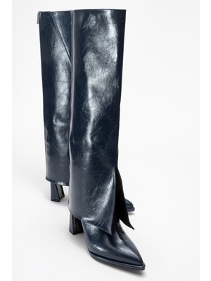 Luvi Aja Lacivert Kadın Kalın Topuklu Çizme Olabilen Bot