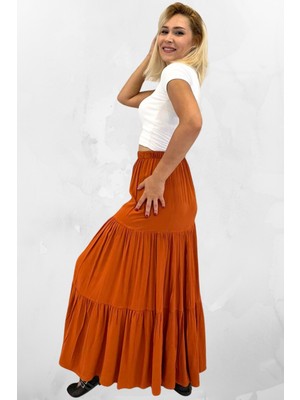 Viskon Kumaş Fırfırlı Uzun Kadın Çingene Etek