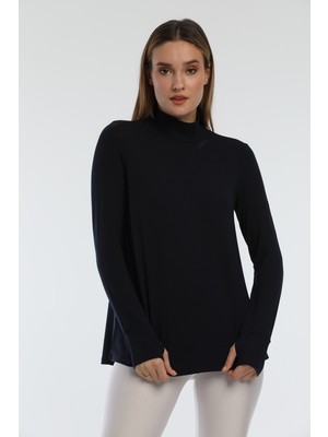 Pulsar Betria Lacivert Balıkçı Yaka Tshirt S Beden Oversize Parmak Detaylı İş Elbisesi