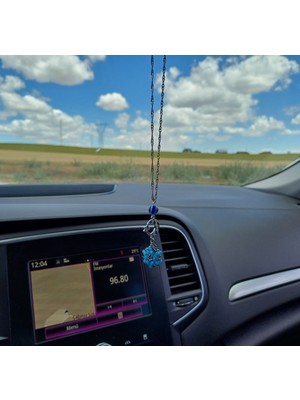 Oto Dikiz Ayna Süsü Nazar ve Cevşen Dualı Mavi Boncuklu