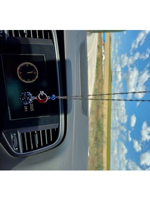 Oto Dikiz Aynası Süsü Cevşen ve Nazar Dualı Gece Mavi Boncuklu