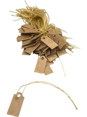 Kuçuk Boy Kraft Renk 80 Adet Karton Ipli Etiketi