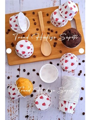 Trend Hediye Sepeti 50'li Kalpli Cupcake Kalıbı Muffin Kalıbı Kek Kapsülü