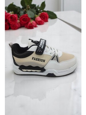 4450 Beyaz Bej Ortopedik Erkek Çocuk Spor Ayakkabısı