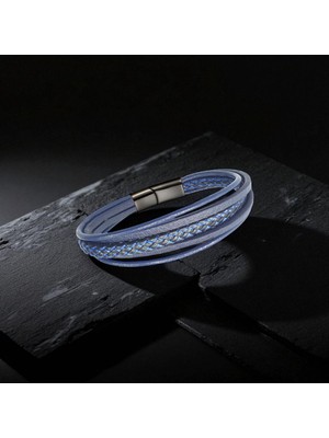 Fm Mavi Siyah Çoklu Deri Bileklik 31833B2D7