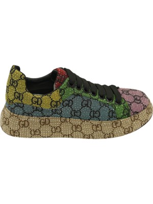Kadın Taş Detaylı Bağcıklı Sneakers