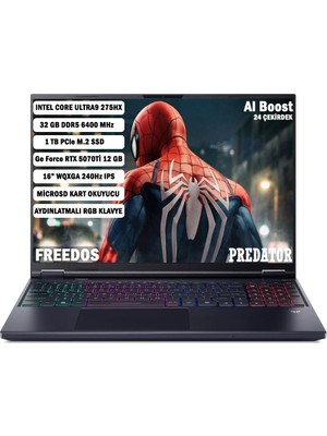 Acer Predator PHN16-73 Core Ultra9 275HX 32 GB 1 TB RTX5070Tİ- 12GB 16'' WQXGA IPS FDOS NH.QX4EY.002