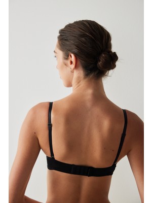 Dekoltemiz Wow Straplez Push Up Dolgulu Balenli Siyah Sütyen