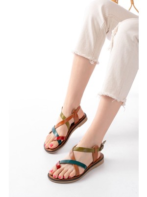 205-08 Multi Ortopedik Hakiki Deri Kadın Sandalet