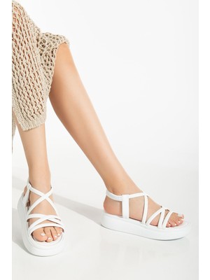 24413-841 Beyaz Dolgu Topuk Kadın Sandalet