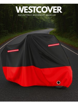 Arora Smart 50 x Uyumlu (Kırmızı-Siyah) Kırmızı Reflektörlü Motosiklet Brandası Motor Örtüsü