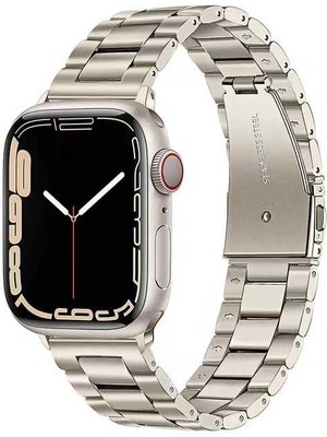 Mobicas Apple Watch Se 3 (40MM) Uyumlu Klasik Metal Kordon-04 Starlight