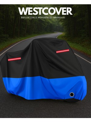 Arora Smart 50 Uyumlu (Mavi-Siyah) Kırmızı Reflektörlü Motosiklet Brandası Motor Örtüsü