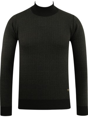 Erkek Yarım Balıkçı Kazak Desenli Çelik Örgü Regular Kalıp - 5206B