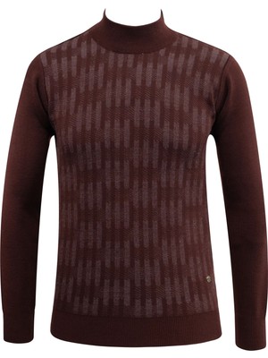 Erkek Yarım Balıkçı Kazak Desenli Çelik Örgü Klasik Kalıp - 5207B