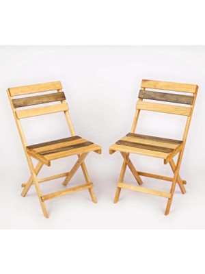 Ahşap Bahçe Sandalyesi,balkon Mutfak Sandalyesi Katlanır Sandalye 2' Li Takım Ceviz-Kiraz