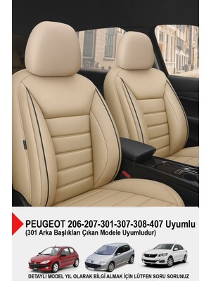 Jet Deri Oto Koltuk Kılıfı-(Peugeot 206-207-208-306-307-407- Uyumlu)