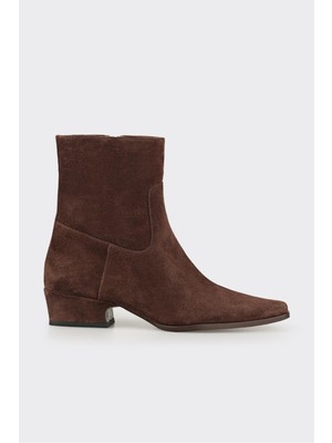 Kahve Deri Kadın Klasik Bot