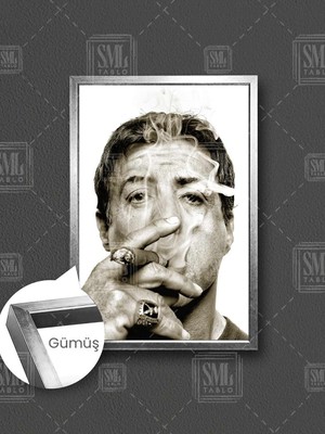 Karizmatik Sylvester Stallone Rocky Efsane Oyuncu Sepya Çerçeveli Dikey Kanvas Tablo
