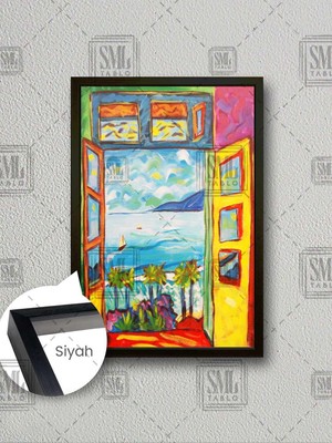 Balkon Kapısından Deniz Manzarası Henry Matisse Çerçeveli Dikey Kanvas Tablo