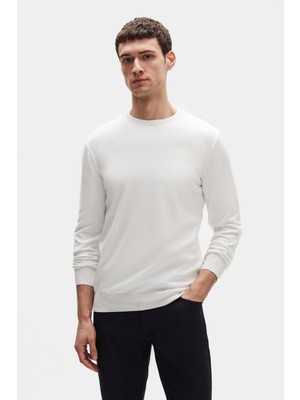 Ds Damat Regular Fit Ekru Tüylenme Yapmayan Bisiklet Yaka Triko Kazak 5HF06ORT12004