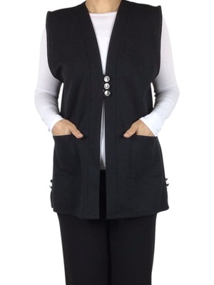 Kadın Önü Üç Düğmeli Kısa Mevsimlik Yelek