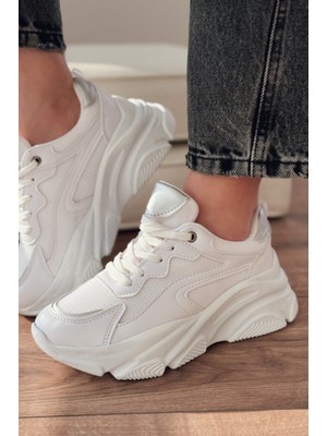 Valenna Gümüş Bağcıklı Fileli Kadın Spor Ayakkabı