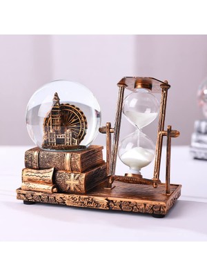 Kişiye Özel Big Beng Saat Kulesi Işıklı Sulu Kar Küreli Kum Saati Hediyelik Kum Saati