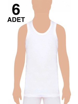 Tutku Erkek Çocuk Penye Atlet %100 Pamuk Kalın Askılı 6'lı Paket Beyaz