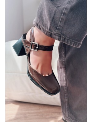 Melora Yüksek Topuklu Acıkahve Rugan Marry Jane