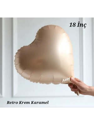 Retro Karamel Kalp Folyo Balon 18 Inç 45 cm