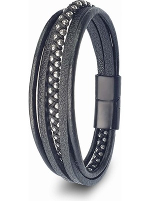 Kuşkaya Ticaret Beyaz Hematit Ve Çoklu Deri Bileklik | 14 Şubat Sevgililer Günü Hediyesi