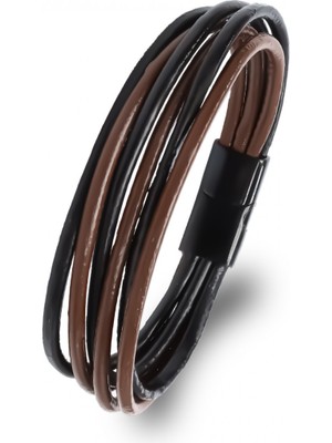 Kuşkaya Ticaret Erkek Bileklik | Kahverengi Siyah Çoklu Katmanlı Tasarım | 14 Şubat Sevgililer Günü Hediyesi