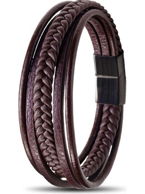 Kuşkaya Ticaret Kahverengi Çoklu Deri Bileklik | 14 Şubat Sevgililer Günü Hediyesi