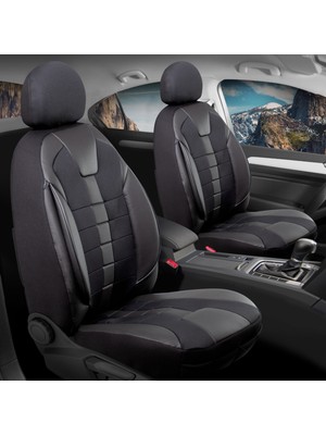 Proton Persona Uyumlu Oto Koltuk Kılıfı Deri Detaylı Kumaş Vista Siyah