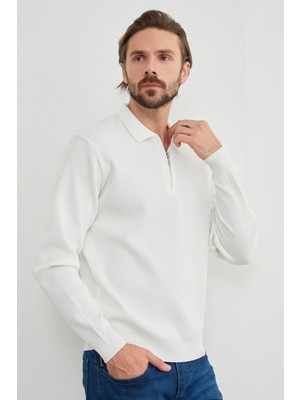 Fitilli Yarım Fermuarlı Triko Kazak