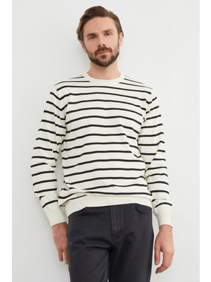 Çizgili Bisiklet Yaka Kazak