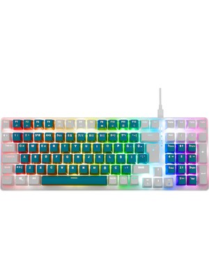 Acer Emachines, EAK100, Yeşil/beyaz, USB Kablolu, Rgb Backlight, Red Switch, Mekanik, Türkçe Q, 100 Tuşlu, Gaming Klavye