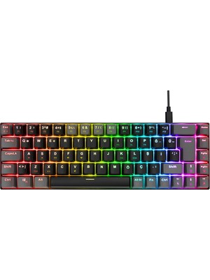 Acer eMachines EAK68 Siyah/Gri USB RGB Backlight RED SWITCH Mekanik Q 68 Tuşlu Mini Gaming Oyuncu Klavye