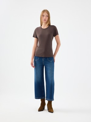 Crop Wide Leg Regular Fit Kadın Pantolon